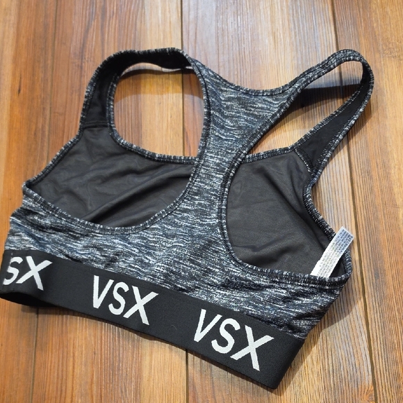 Victoria's Secret VSX Black Heather Racerback Sports Bra with Logo Band - Picture 3 of 4